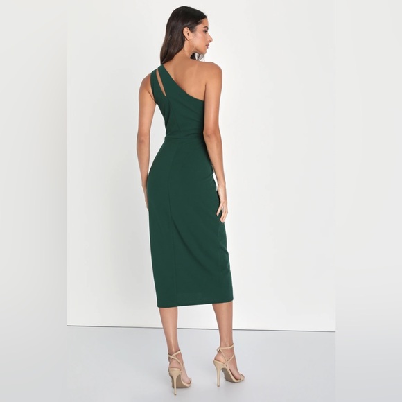 Cocktail Club Emerald Green One Shoulder Midi Dress - Picture 4 of 4